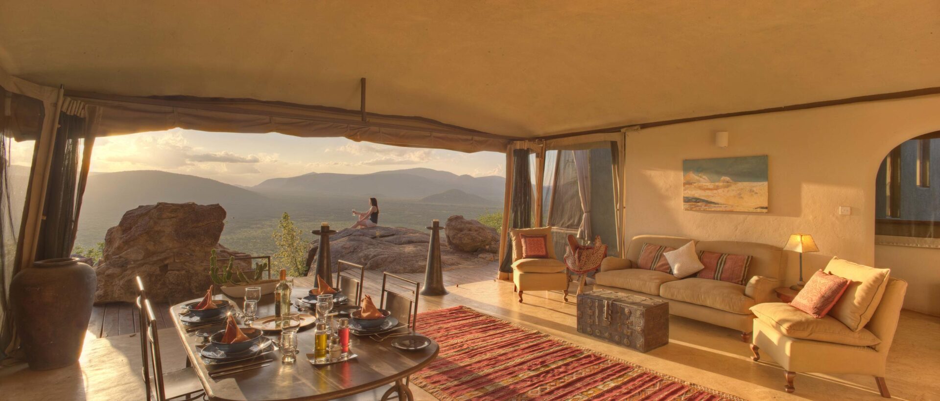 Wildlife Vacations: Interior view of Villa Veranda in Saruni Samburu, Kenya.