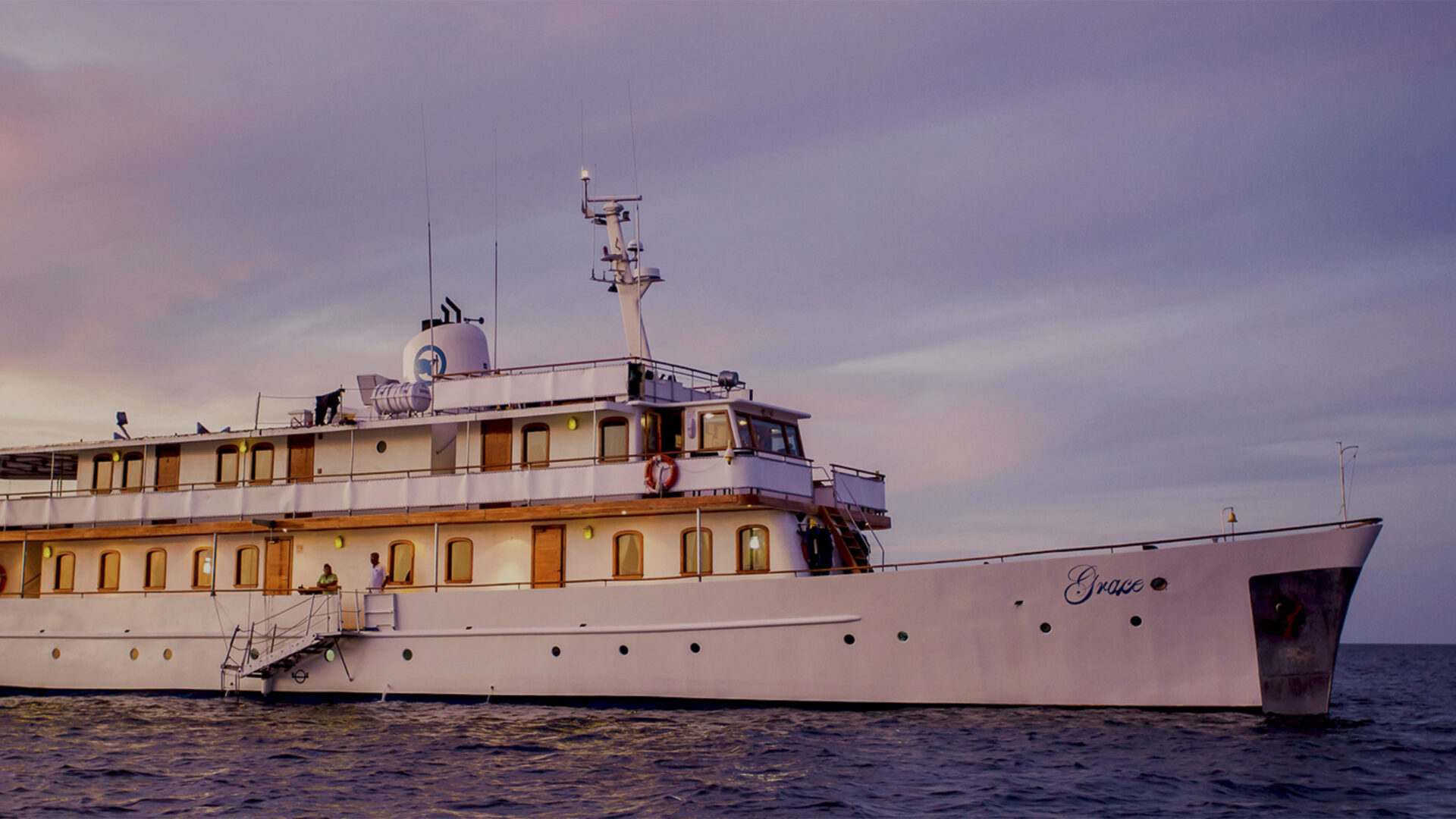 galapagos private yacht charter: Exterior view of the Grace yacht in the Galapagos