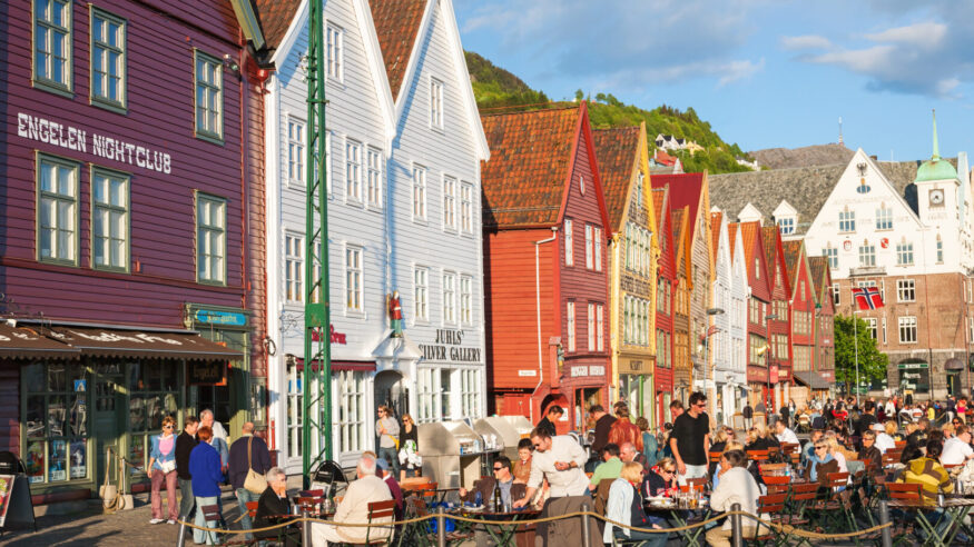 Restaurant at Bryggen in the city of Bergen, Norway