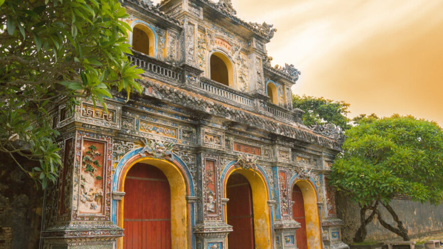 Hue citadel entrance sunset in Vietnam