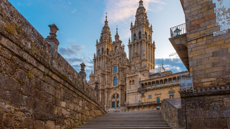 Santiago de Compostela Cathedral, Galicia, Spain in the morning